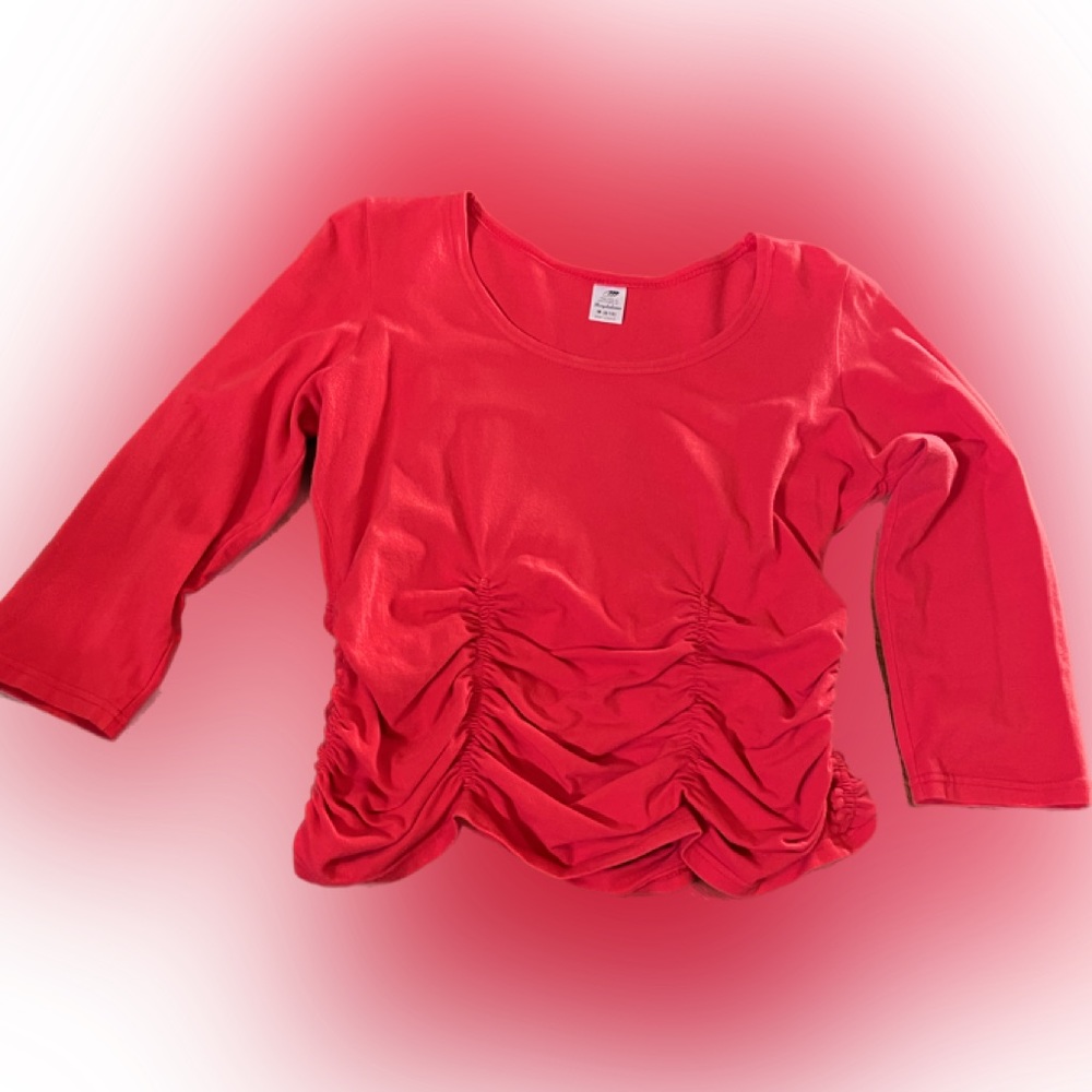 Magdalena Red ruched waist top cotton spandex size medium 8 10 elastic inside